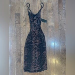 Black metallic slip dress
